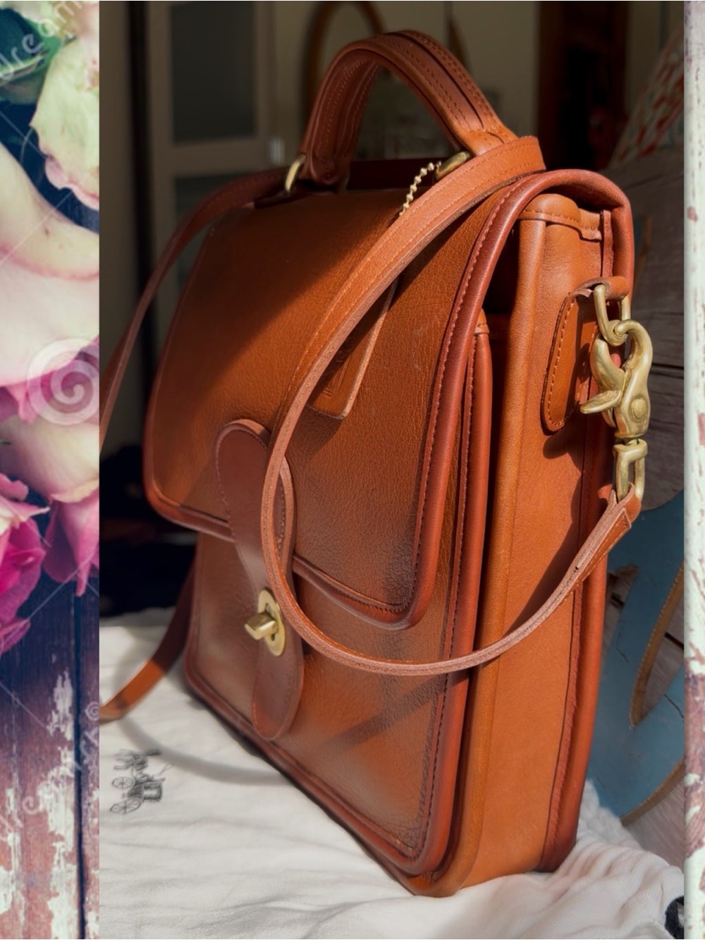 VINTAGE COACH BRITISH TAN LEATHER STATION BAG 5130 - Picture 8 of 17
